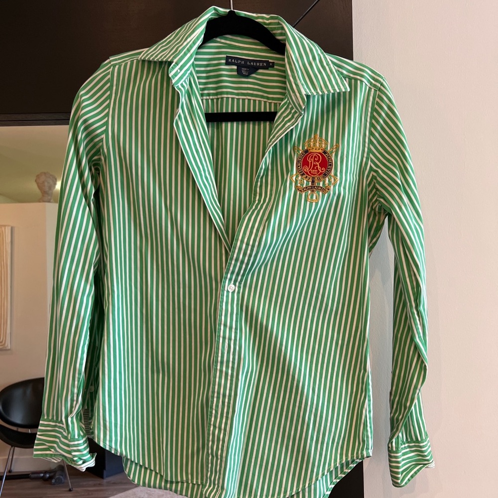 Green Embroiled Ralph Lauren Button Down